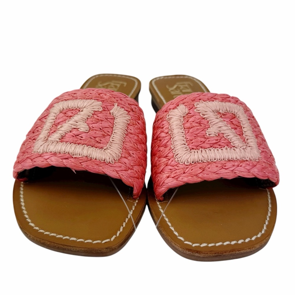FRANCO SARTO Tina 5 Sandals Coral Pink Raffia Slip On Shoes NEW Women’s Size 7.5 - Picture 3 of 8